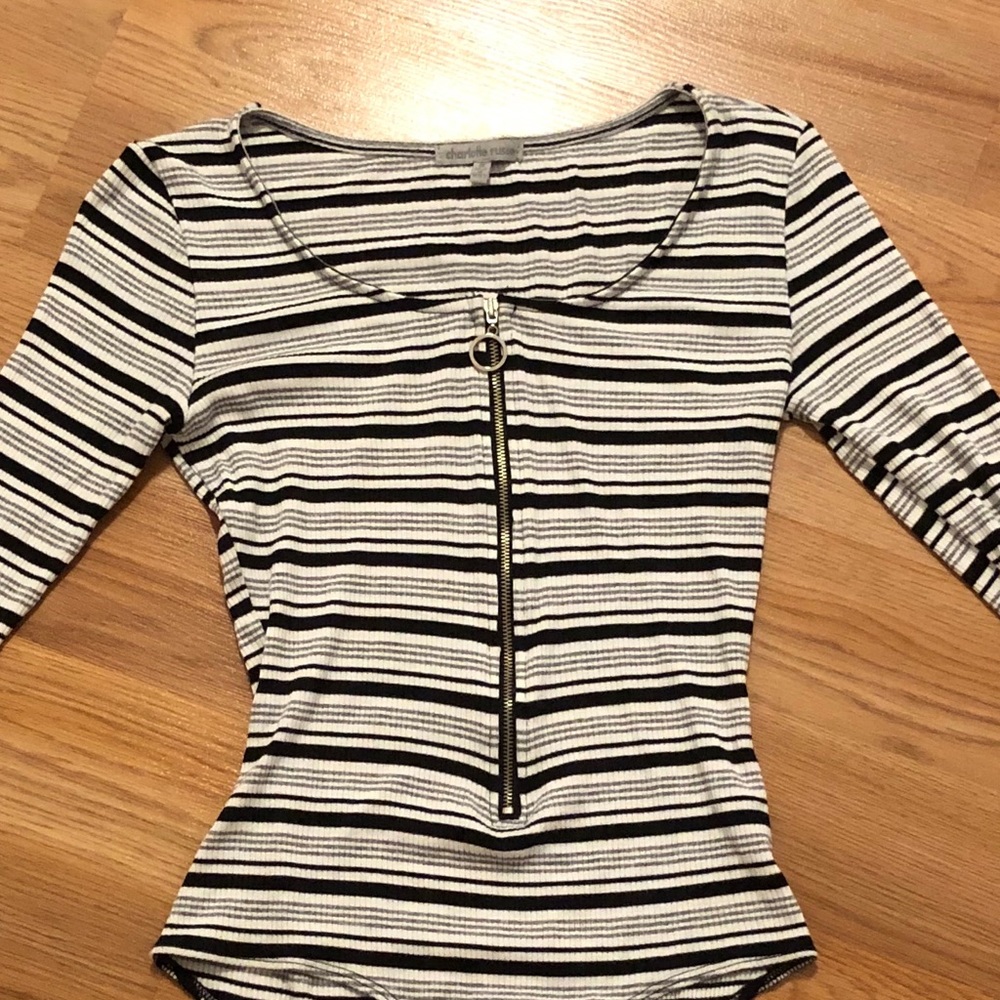 long sleeve striped bodysuit